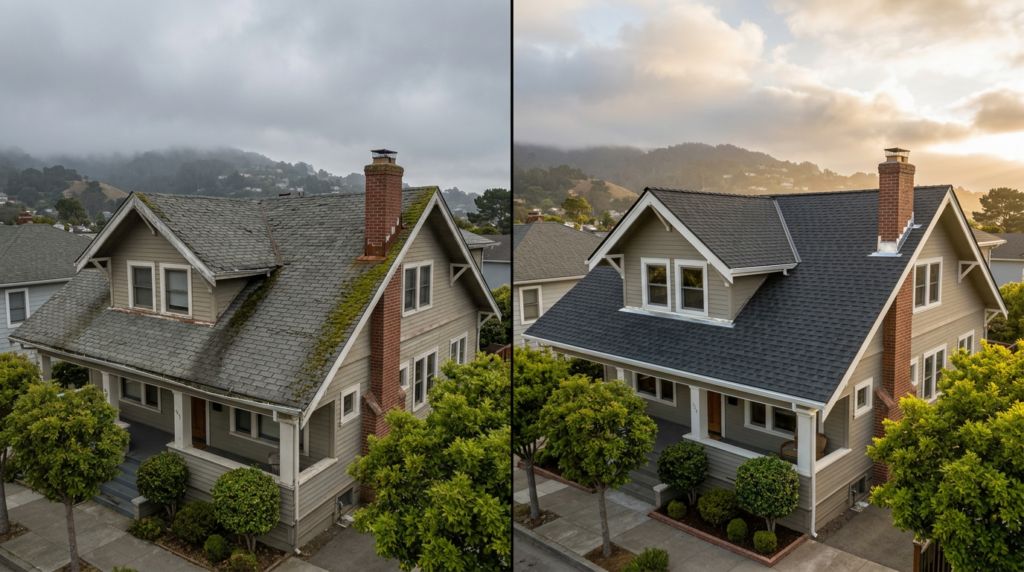 roof replacement before and after in san francisco bay area